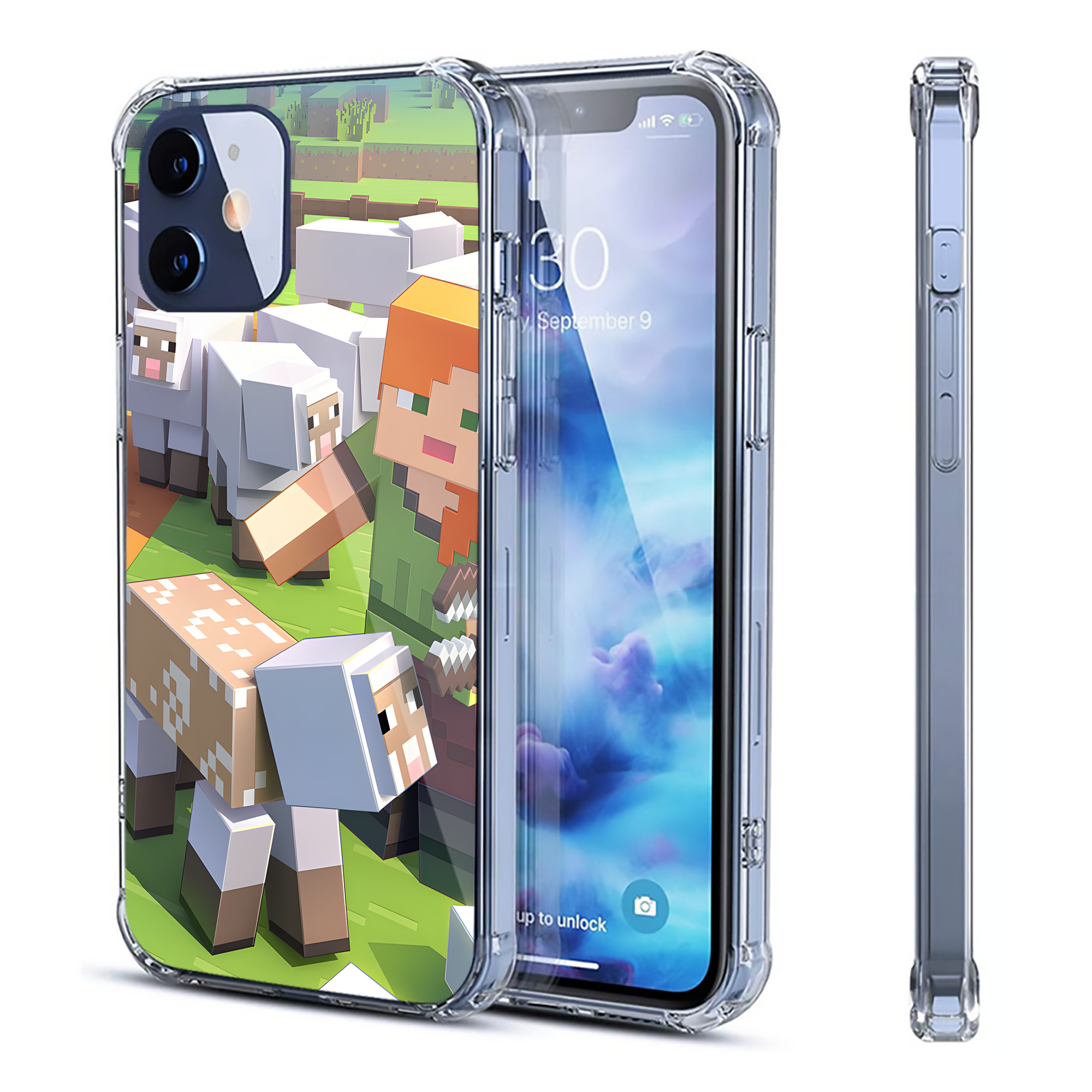 （画像用） マインクラフト ブロックの世界 Minecraft MC Block world 【iPhone 12シリーズ対応】透明スマホケース（クリアソフトケース）